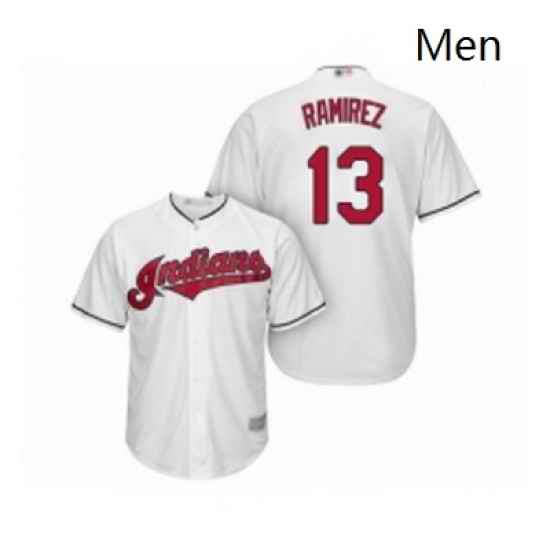 Mens Cleveland Indians 13 Hanley Ramirez Replica White Home Cool Base Baseball Jersey
